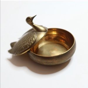 Vintage Brass Swan Trinket Box
